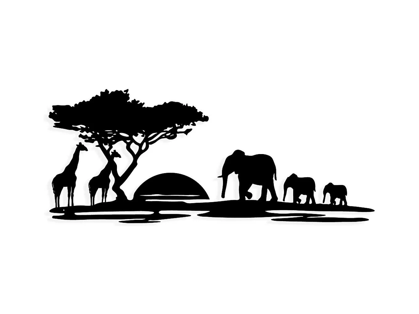 Décoration murale en métal Nature Baobab et animaux