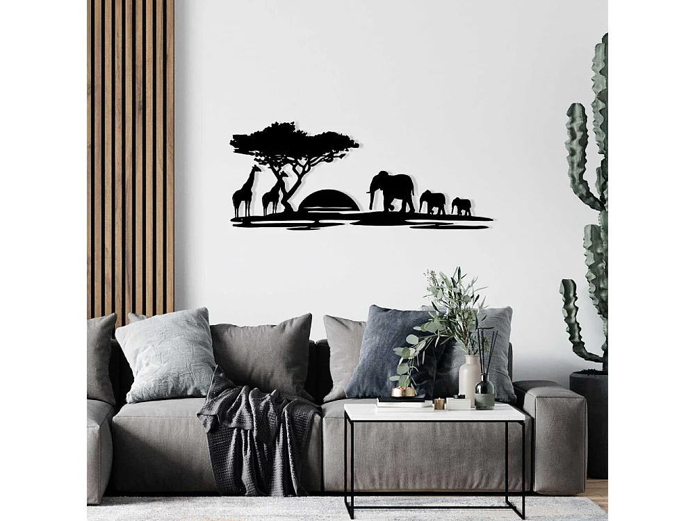 Décoration murale en métal Nature Baobab et animaux