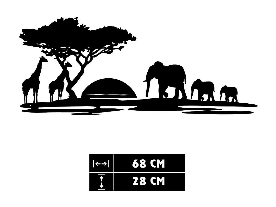 Décoration murale en métal Nature Baobab et animaux