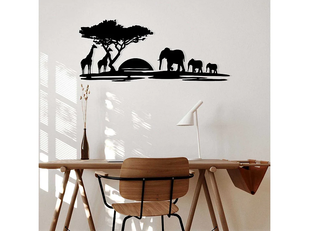 Décoration murale en métal Nature Baobab et animaux