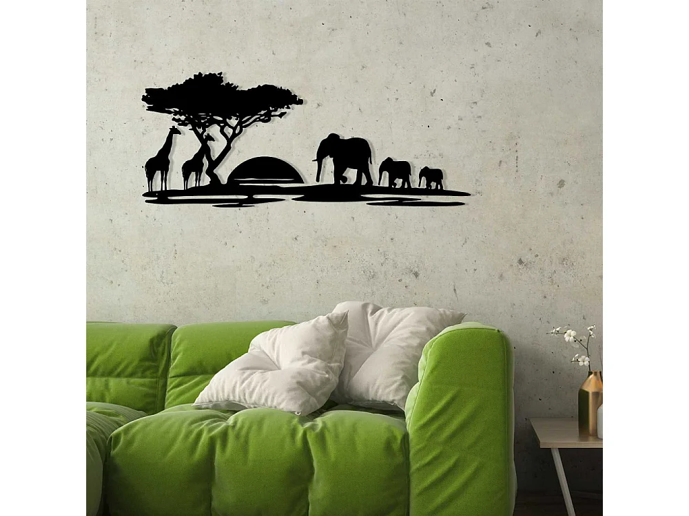 Décoration murale en métal Nature Baobab et animaux