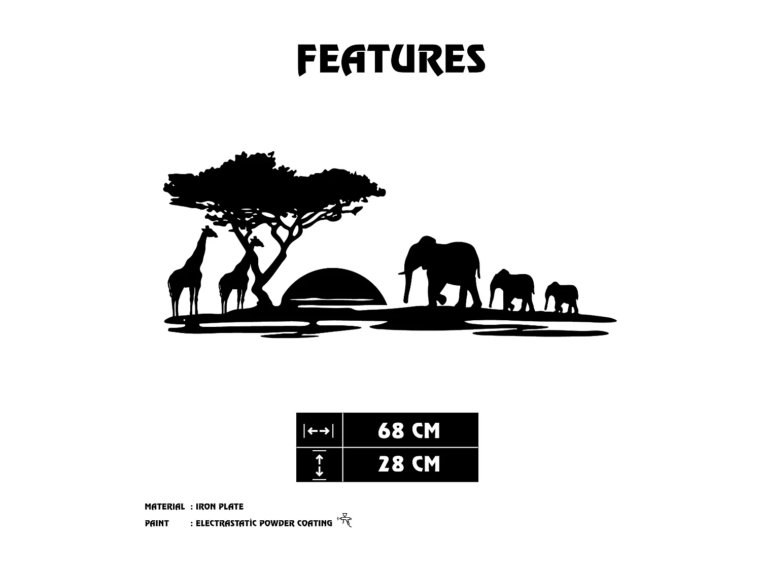 Décoration murale en métal Nature Baobab et animaux