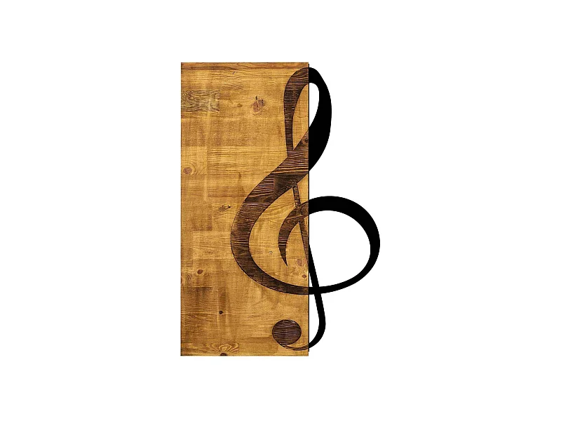 Accesorio decorativo de pared en madera y metal – 39 x 58 cm – nogal y negro – 50% madera y 50% metal