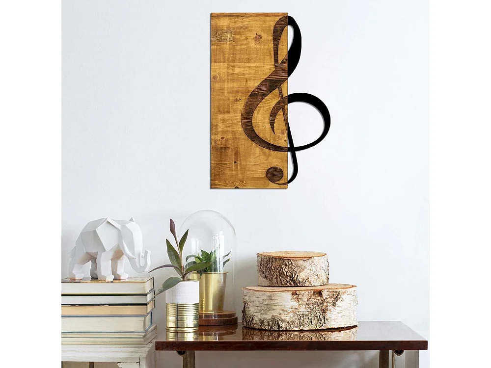 Accesorio decorativo de pared en madera y metal – 39 x 58 cm – nogal y negro – 50% madera y 50% metal