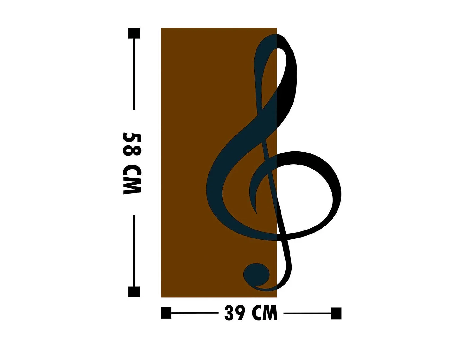 Accesorio decorativo de pared en madera y metal – 39 x 58 cm – nogal y negro – 50% madera y 50% metal