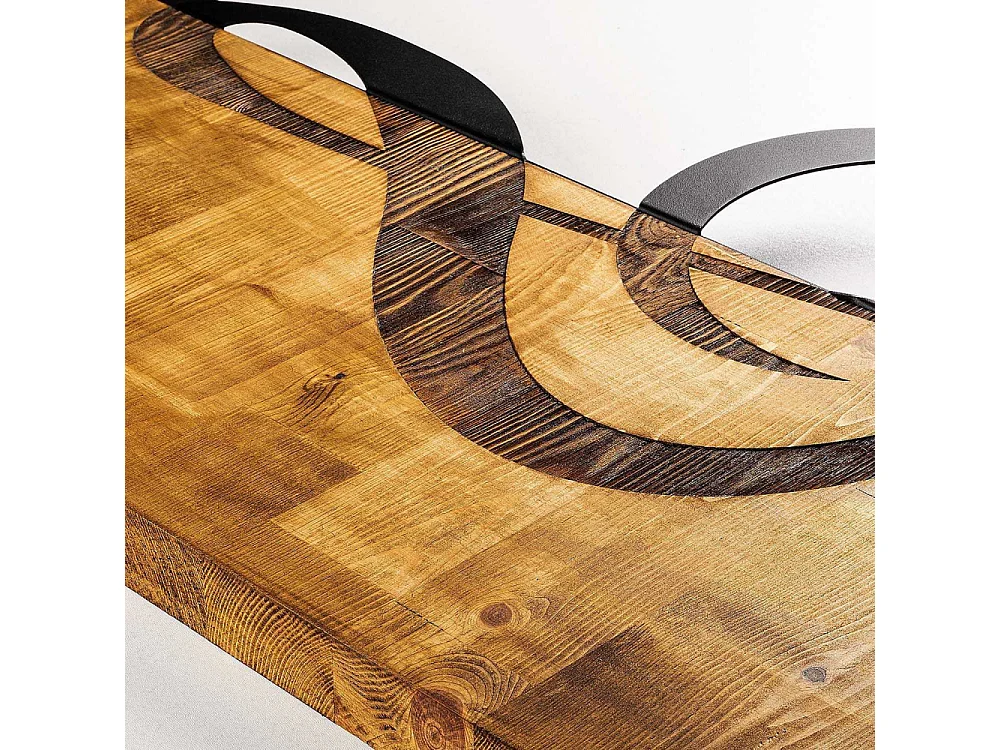 Accesorio decorativo de pared en madera y metal – 39 x 58 cm – nogal y negro – 50% madera y 50% metal