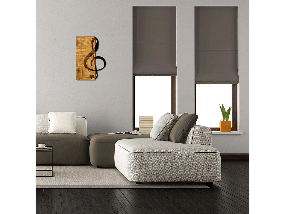 Accesorio decorativo de pared en madera y metal – 39 x 58 cm – nogal y negro – 50% madera y 50% metal