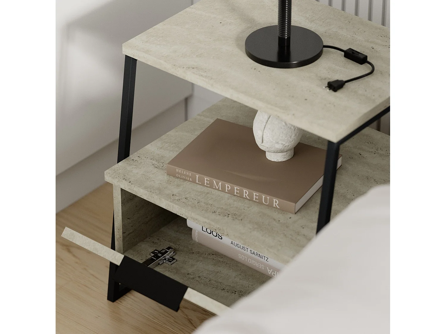 Mesa de Cabeceira Moderna "Rocha" em Travertino - Estilo e Funcionalidade para Seu Quarto