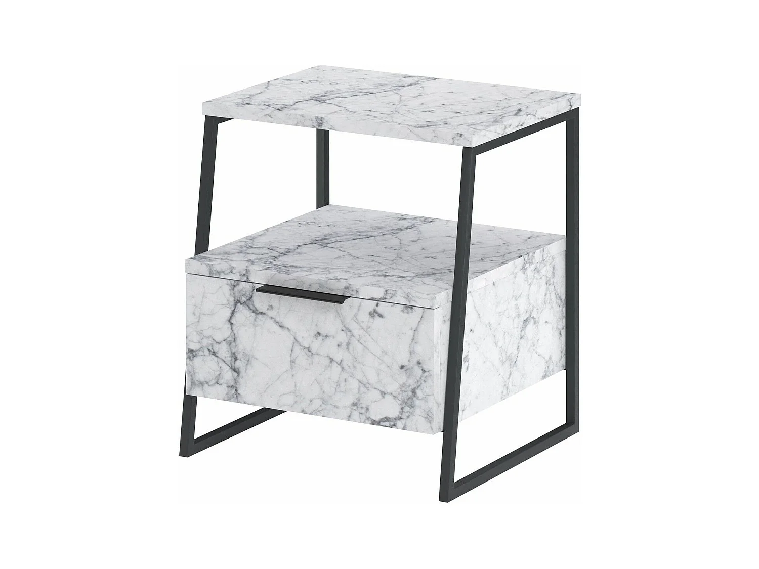 Table de chevet 1 tiroir Juli L45xH50cm Effet marbre blanc