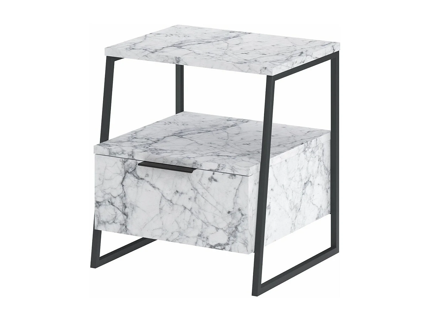 Mesa de Cabeceira Elegante "Rocha" em Mármore Carrara para Quartos Modernos