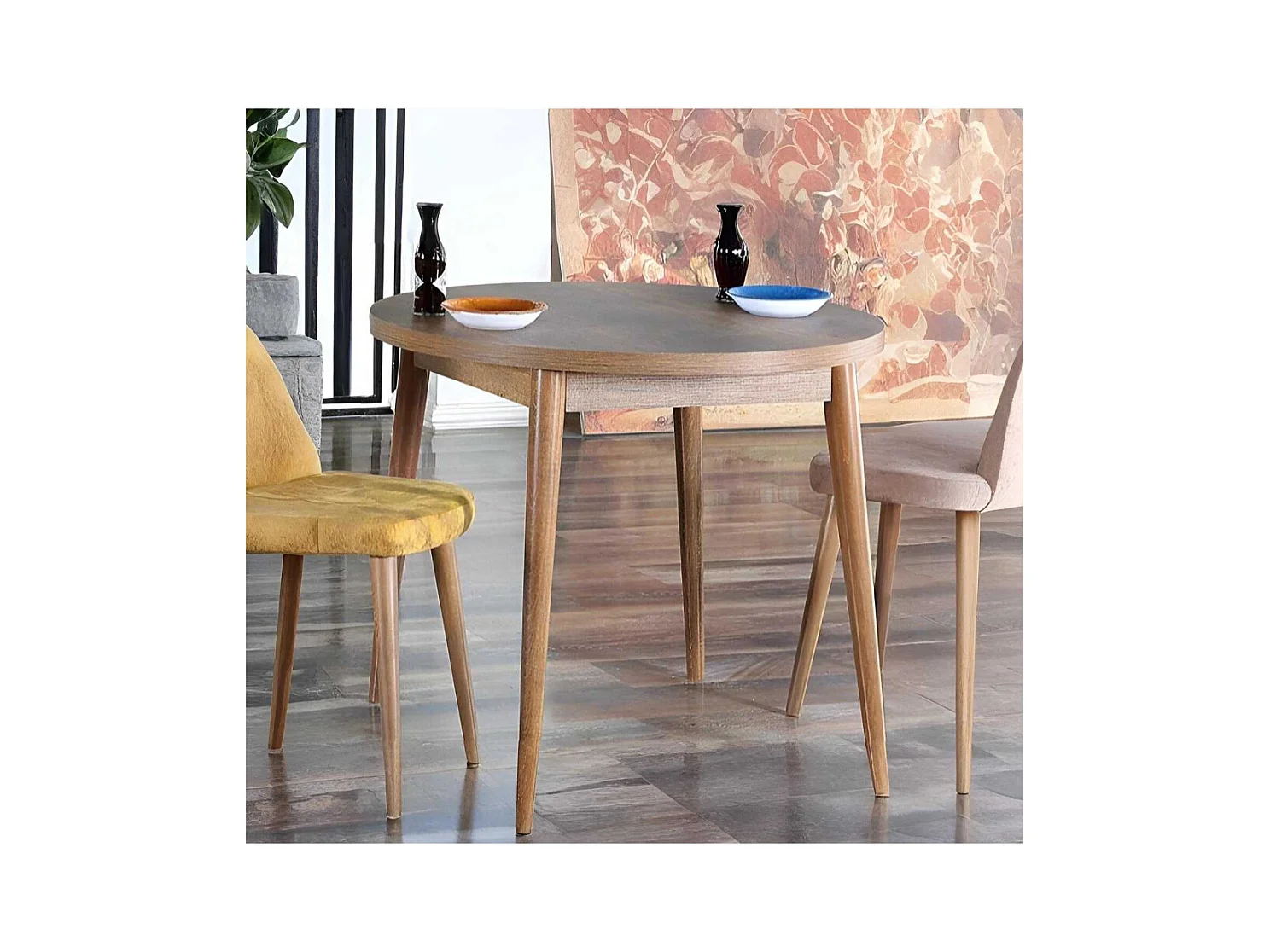 Table de repas ronde 90 cm en aggloméré Stil Barok