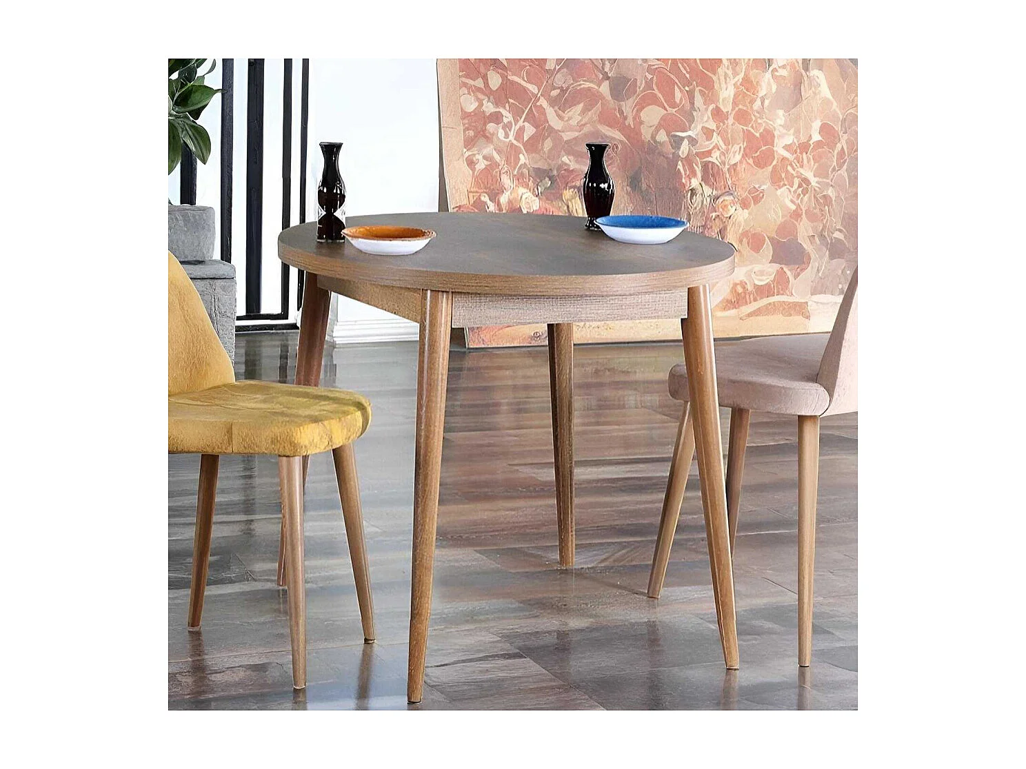 Table de repas ronde 90 cm en aggloméré Stil Barok