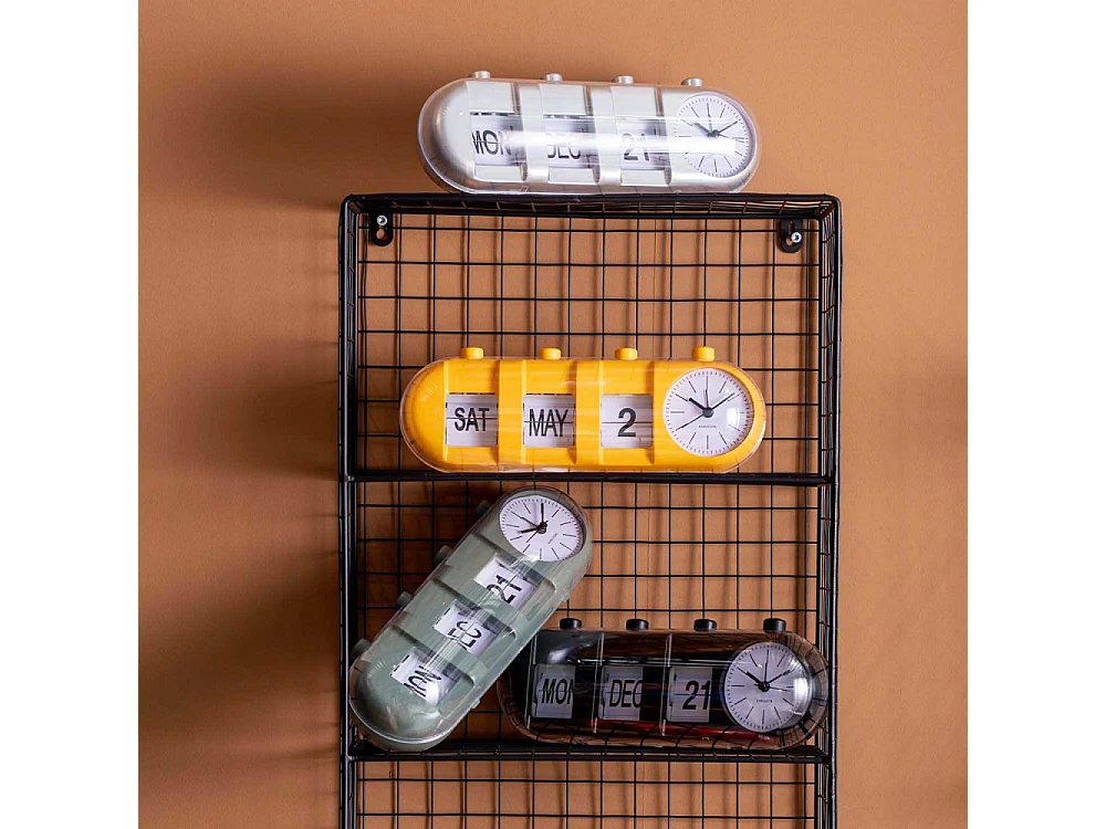 Réveil Retro Tube Calendar Flip Argenté