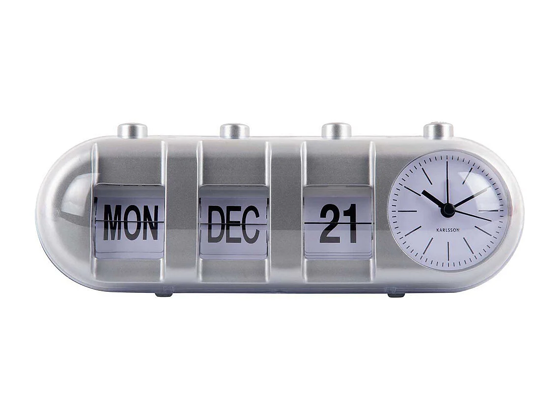 Réveil Retro Tube Calendar Flip Argenté