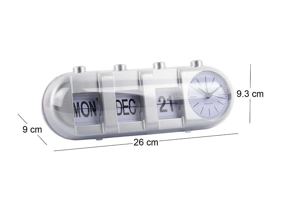 Réveil Retro Tube Calendar Flip Argenté
