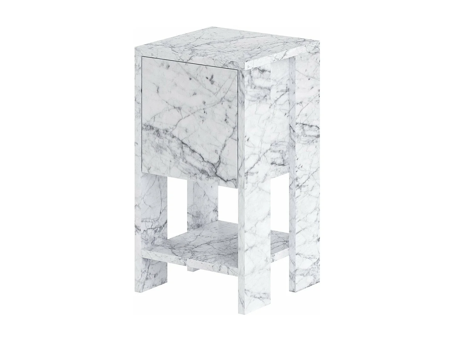 Table de chevet 1 tiroir Stena L30xH55cm Effet marbre blanc