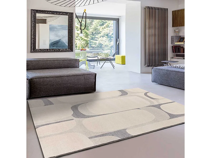 Alfombra interior  - abstracto - beige / gris -  200 x 290 cm - PORTO