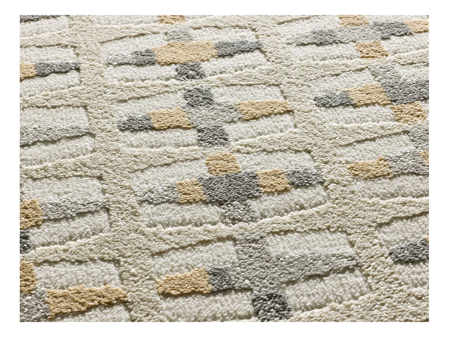 Tapis intérieur - géométrique avec relief - multicolore - 200 x 290 cm - BARESA