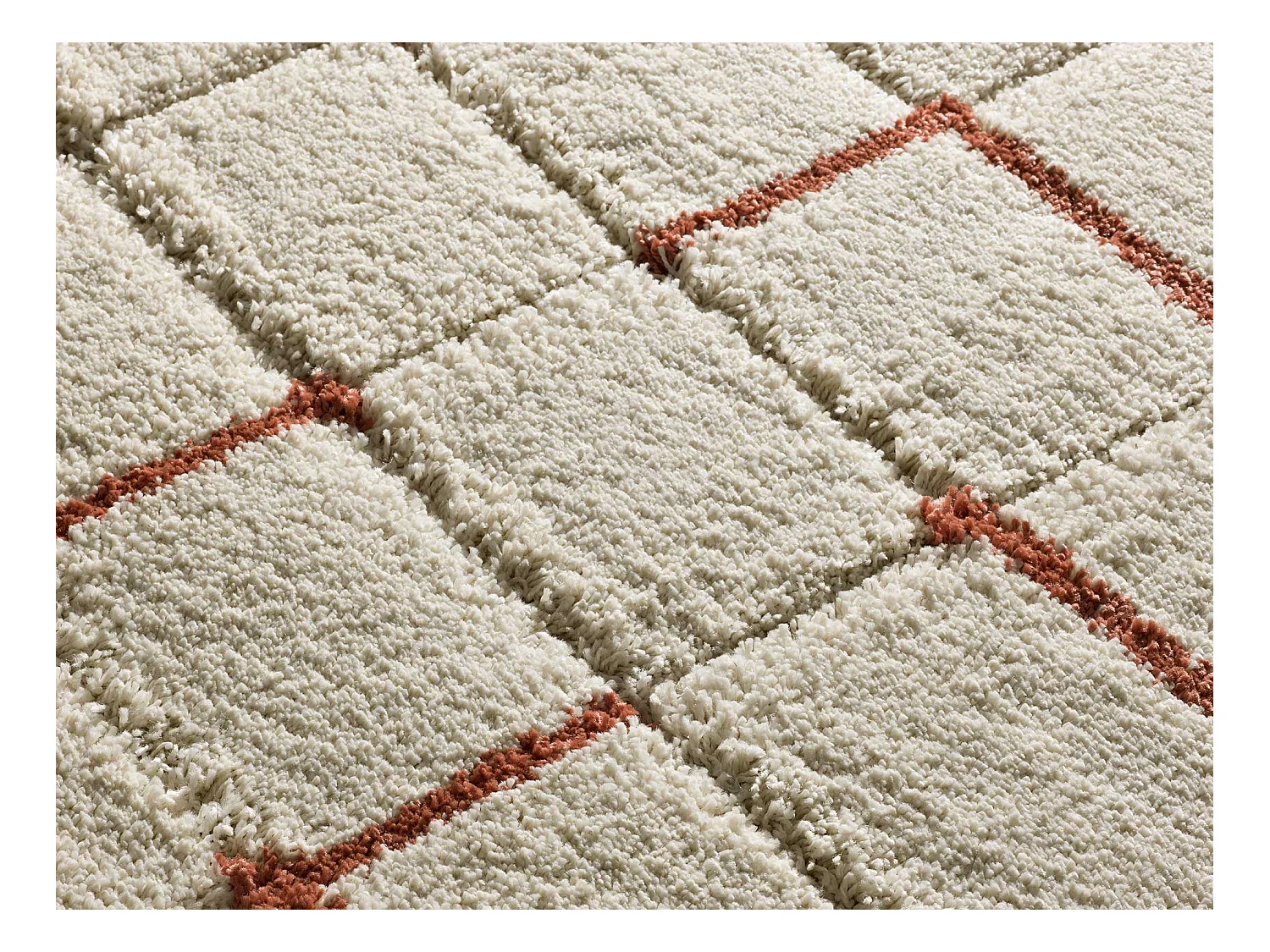 Tapis intérieur - shaggy géométrique - rouille - 200 x 290 cm - BRENDA