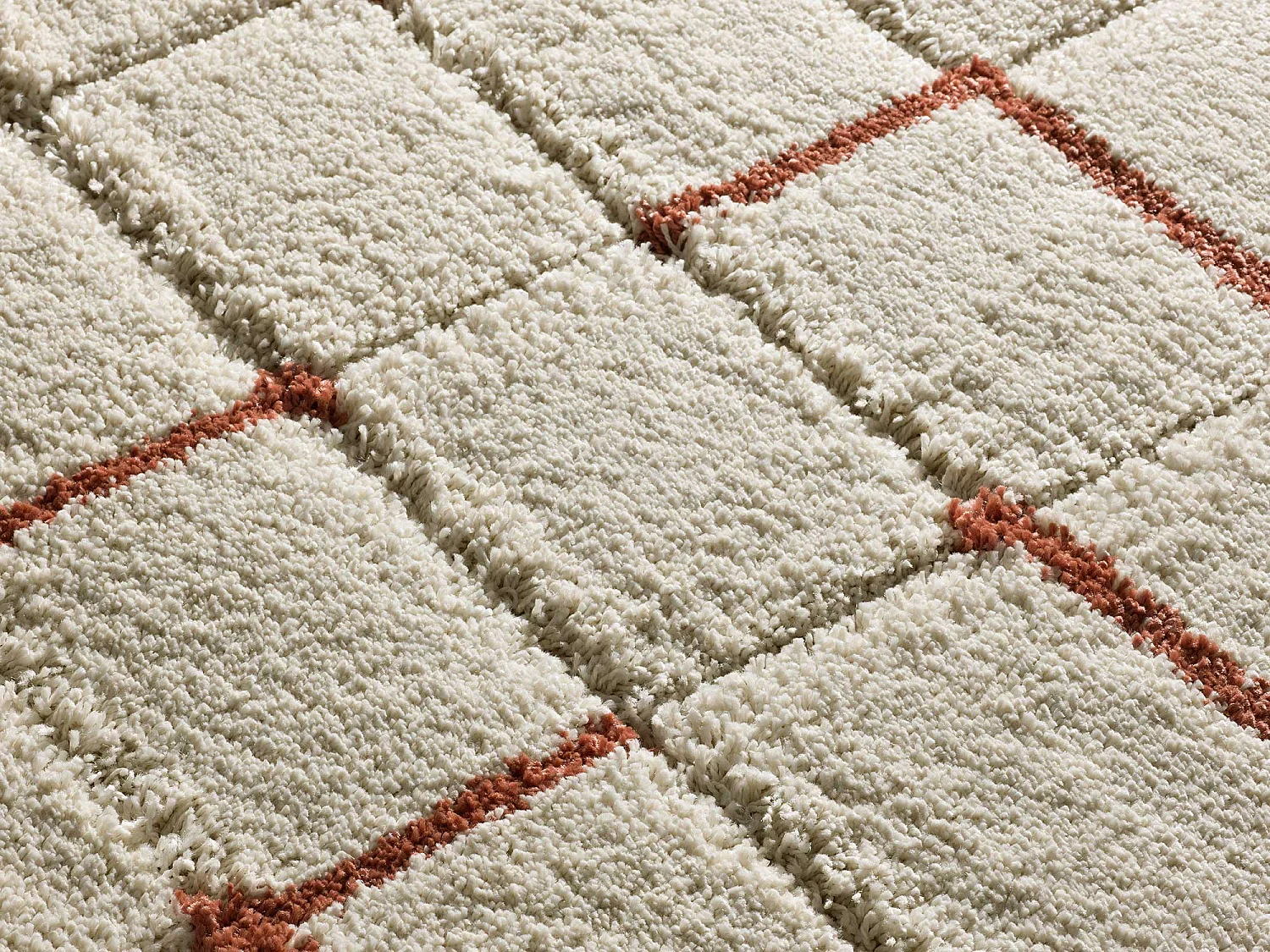 Tapis intérieur - shaggy géométrique - rouille - 200 x 290 cm - BRENDA