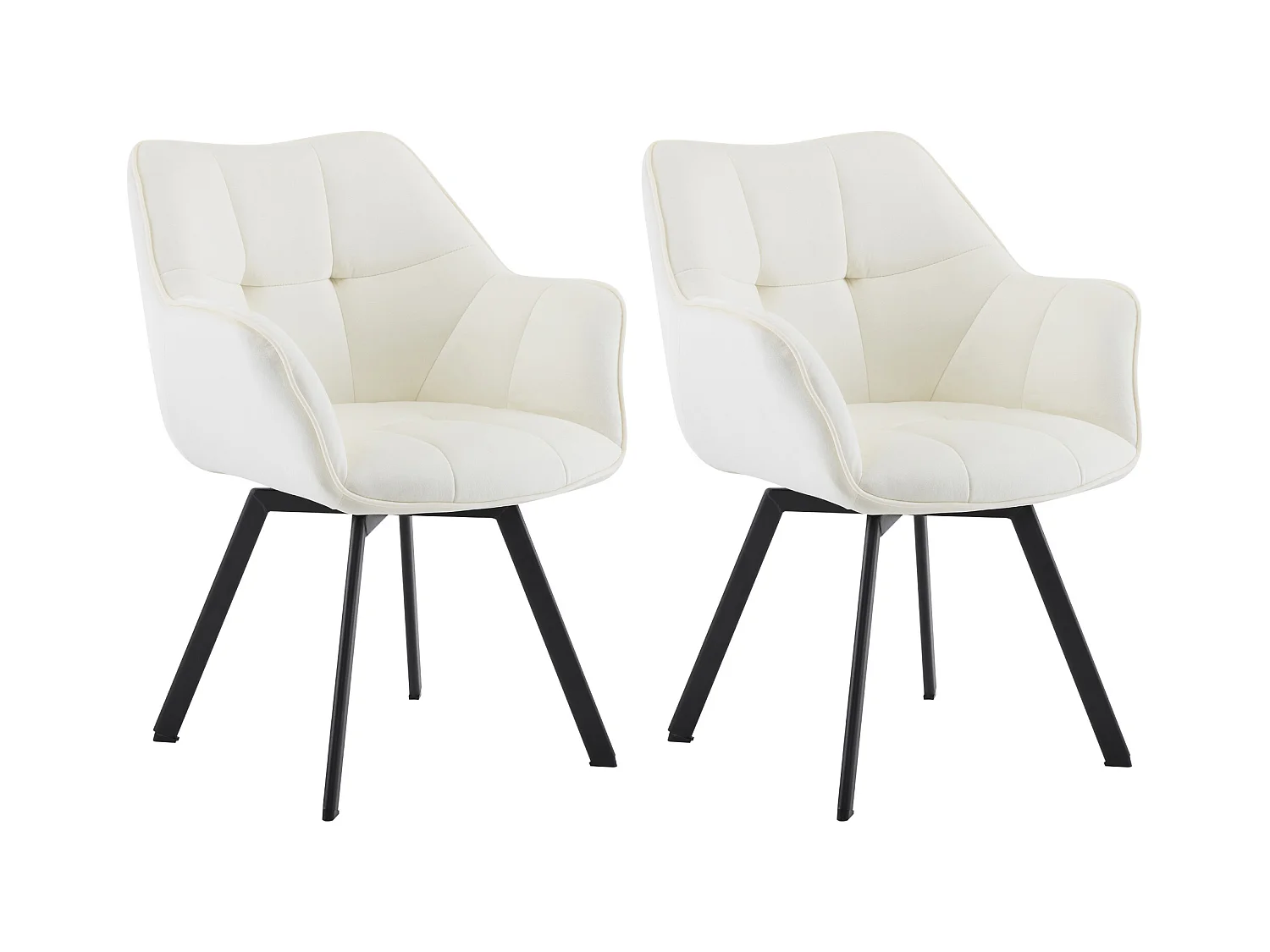 Lot de 2  chaise salle à manger - Velours - Crème - Jordi