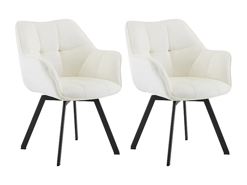 Lot de 2  chaise salle à manger - Velours - Crème - Jordi