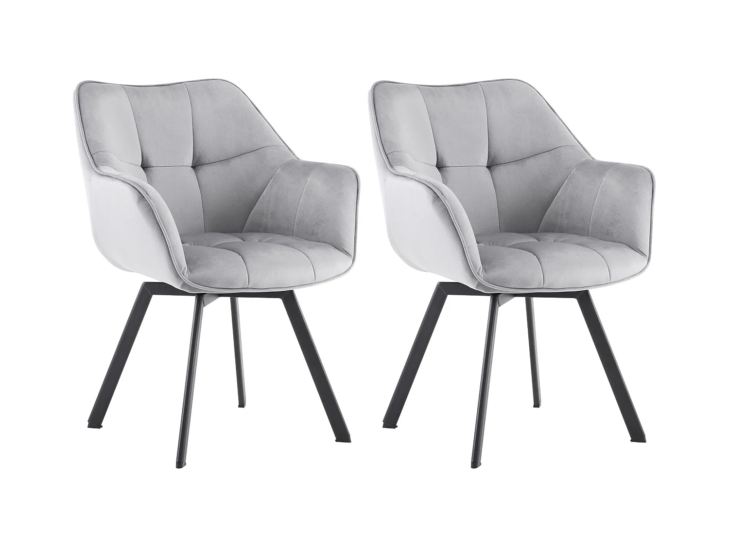 Lot de 2  chaise salle à manger - Velours - Gris foncé - Jordi