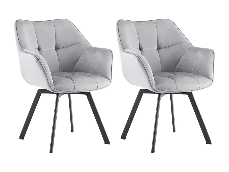 Lot de 2  chaise salle à manger - Velours - Gris foncé - Jordi