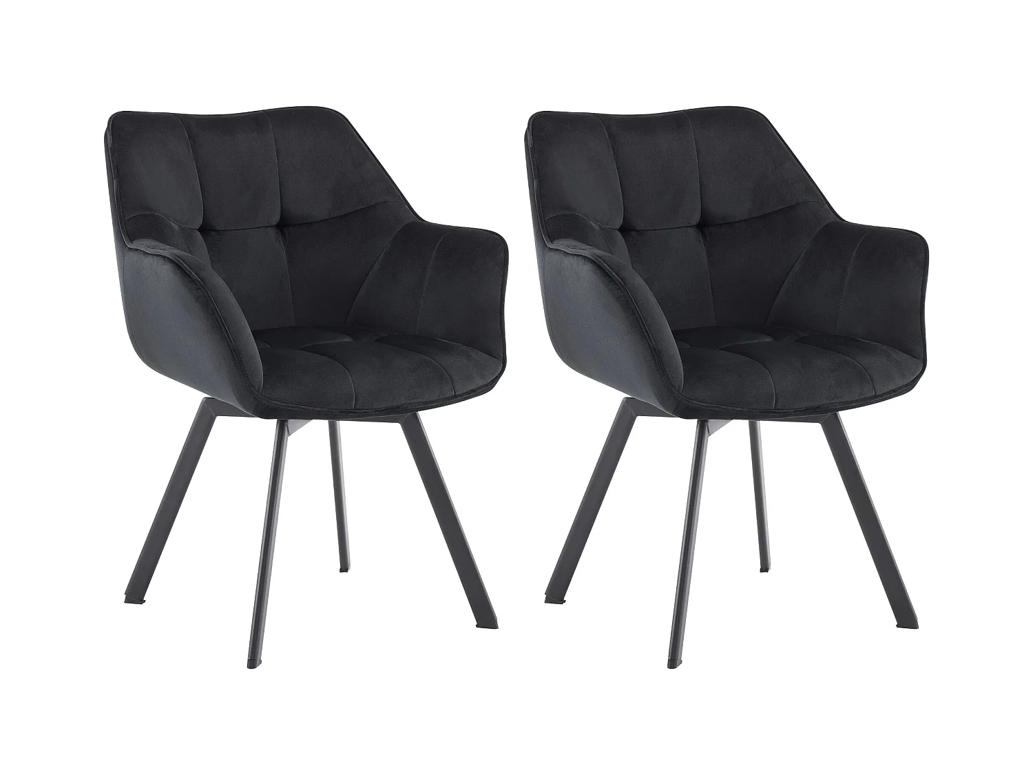 Lot de 2  chaise salle à manger - Velours - Noir - Jordi