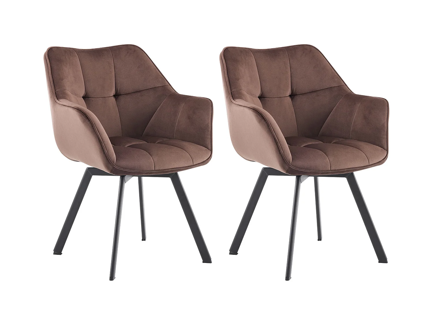 Lot de 2  chaise salle à manger - Velours - Marron - Jordi