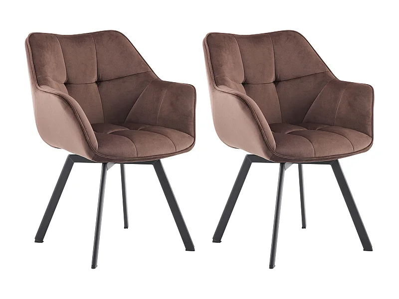 Lot de 2  chaise salle à manger - Velours - Marron - Jordi