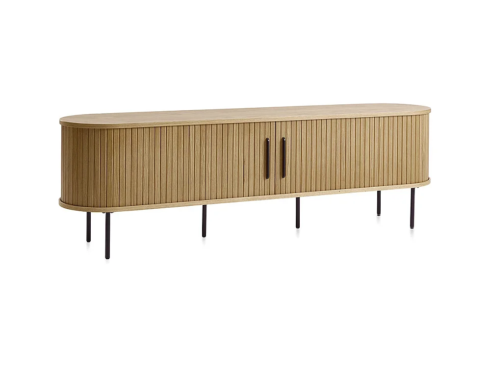 Meuble bas 2 portes 180 cm - Bois naturel - ALBA