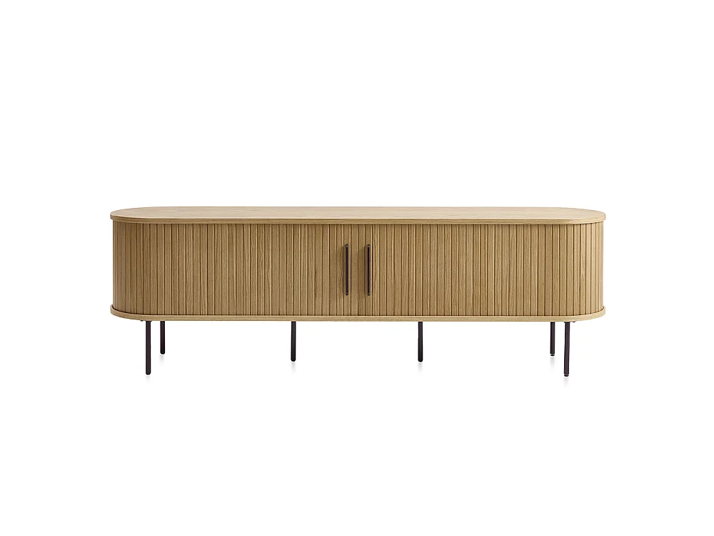 Meuble bas 2 portes 180 cm - Bois naturel - ALBA