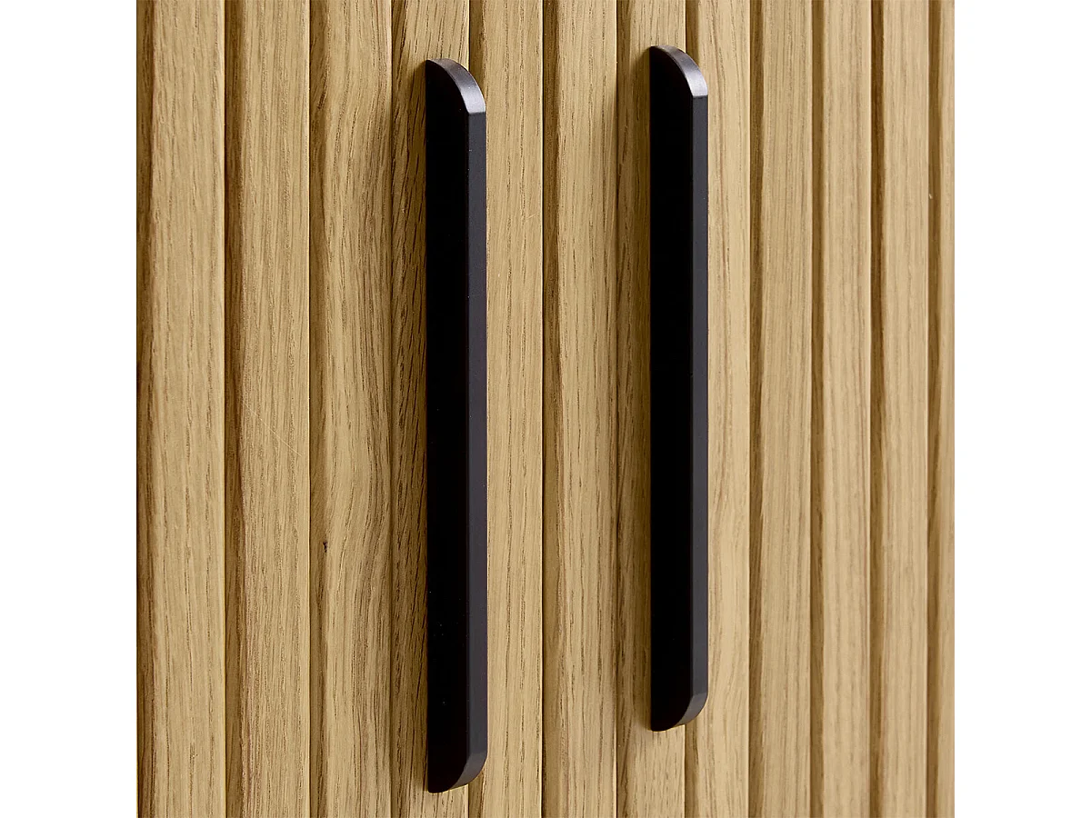 Meuble bas 2 portes 180 cm - Bois naturel - ALBA