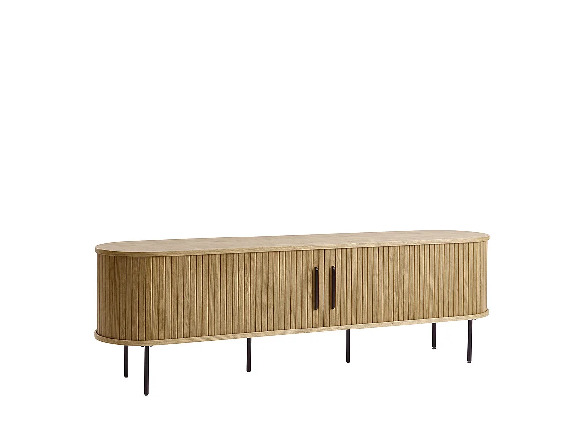 Meuble bas 2 portes 180 cm - Bois naturel - ALBA
