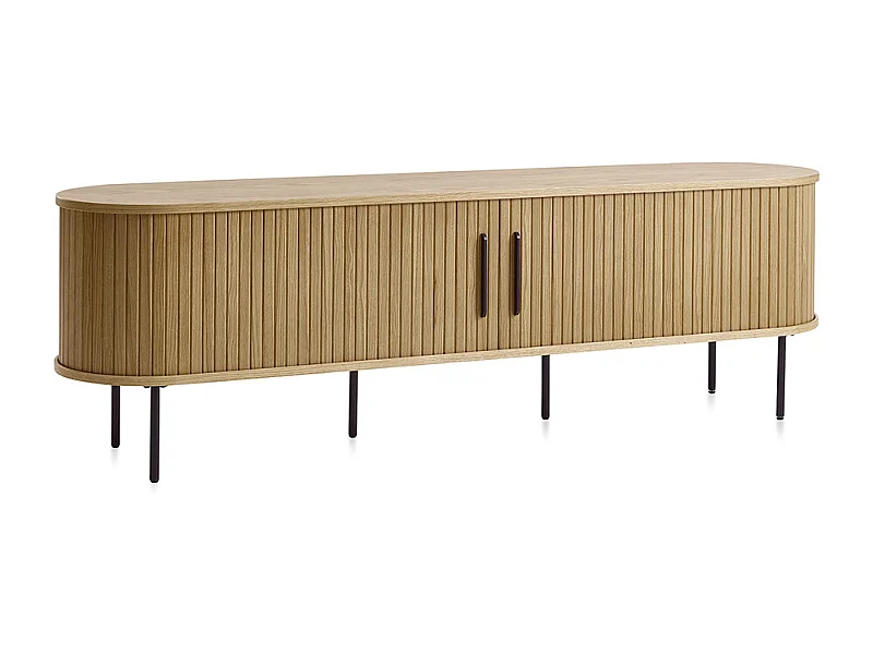 Meuble bas 2 portes 180 cm - Bois naturel - ALBA