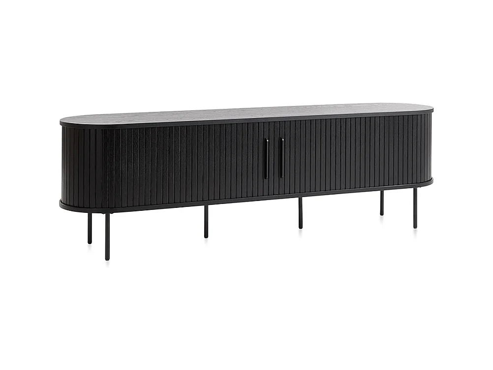 Meuble bas 2 portes 180 cm - Bois noir - ALBA