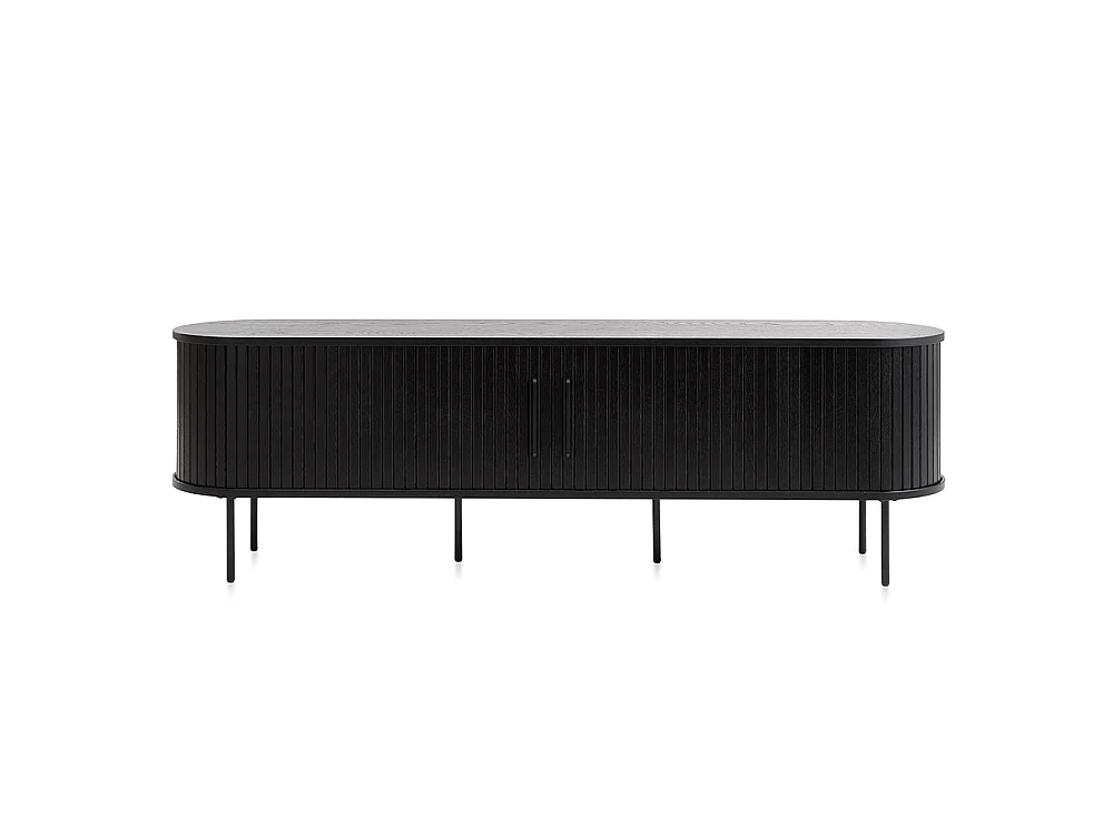 Meuble bas 2 portes 180 cm - Bois noir - ALBA