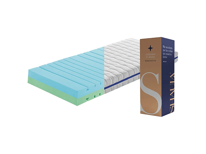 Materasso 90X190 BELICE Altezza 20 cm | 2 durezze in 1 | Livello di durezza H2 e H3 | Articolato