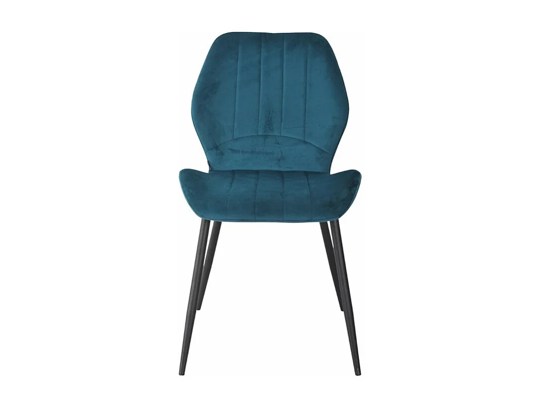 Lot 4 chaises en velours bleu canard pieds métal noir - EMILIO 2