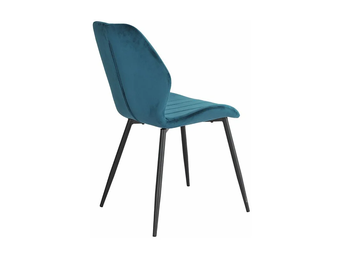 Lot 4 chaises en velours bleu canard pieds métal noir - EMILIO 2