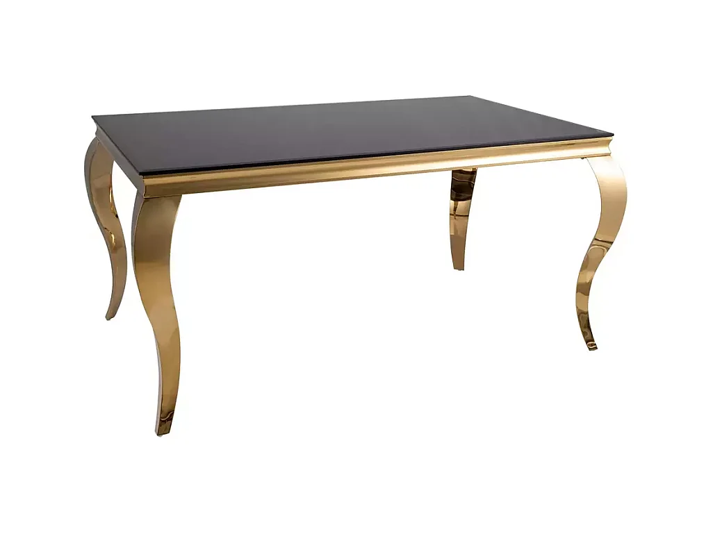 Tavolo da pranzo Prince (90x150)/vetro/metallo/Oro&Nero