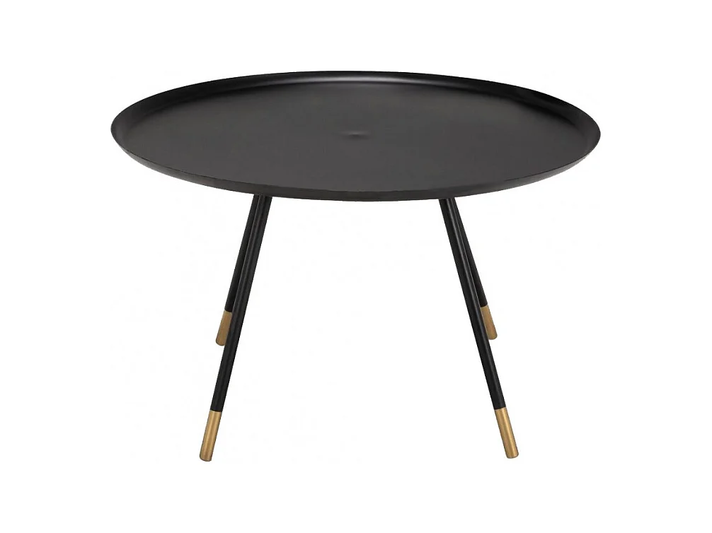 Table basse ronde D. 73 cm noir et pieds dorés - ROLL 6082