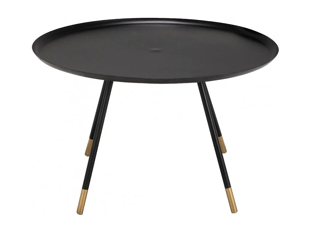 Table basse ronde D. 73 cm noir et pieds dorés - ROLL 6082
