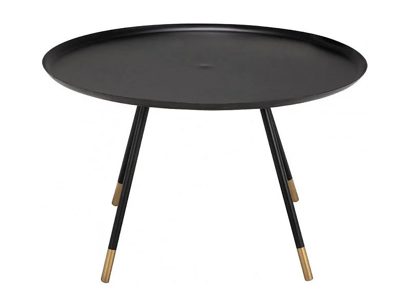 Table basse ronde D. 73 cm noir et pieds dorés - ROLL 6082