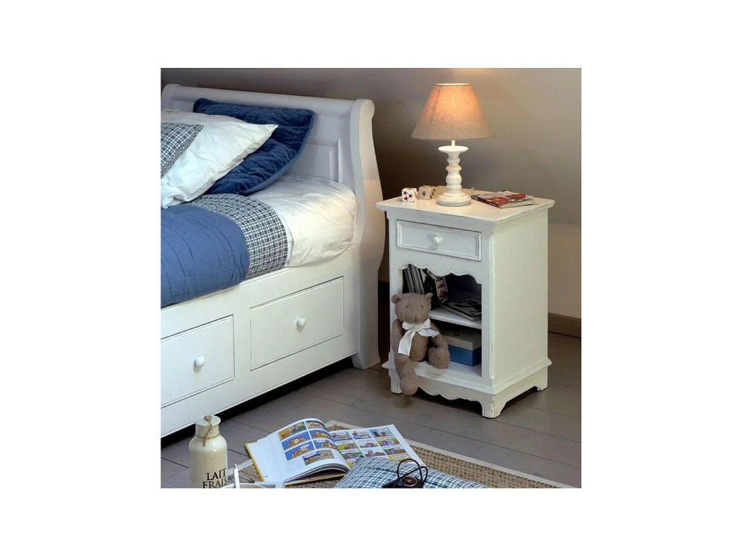 Table de chevet MDF Blanc - Harmonie Interior's