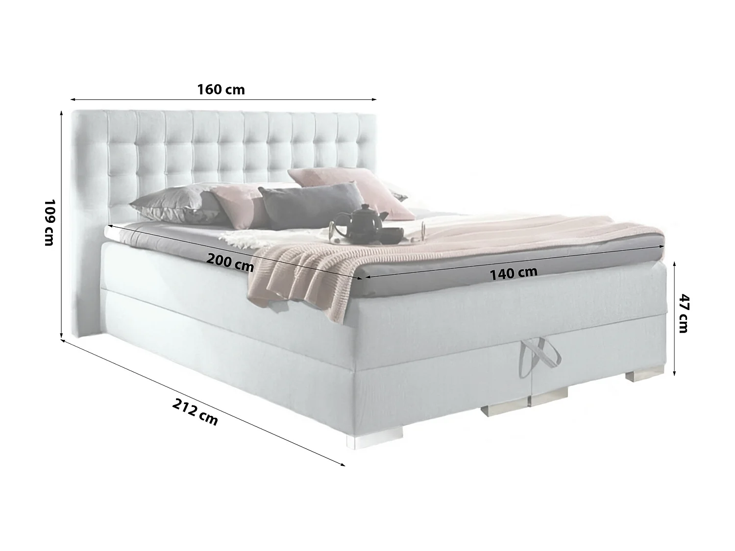BOXSPRINGBETT mit Bettkasten Brattorp 2 140x200 cm, Boss 02 - Creme