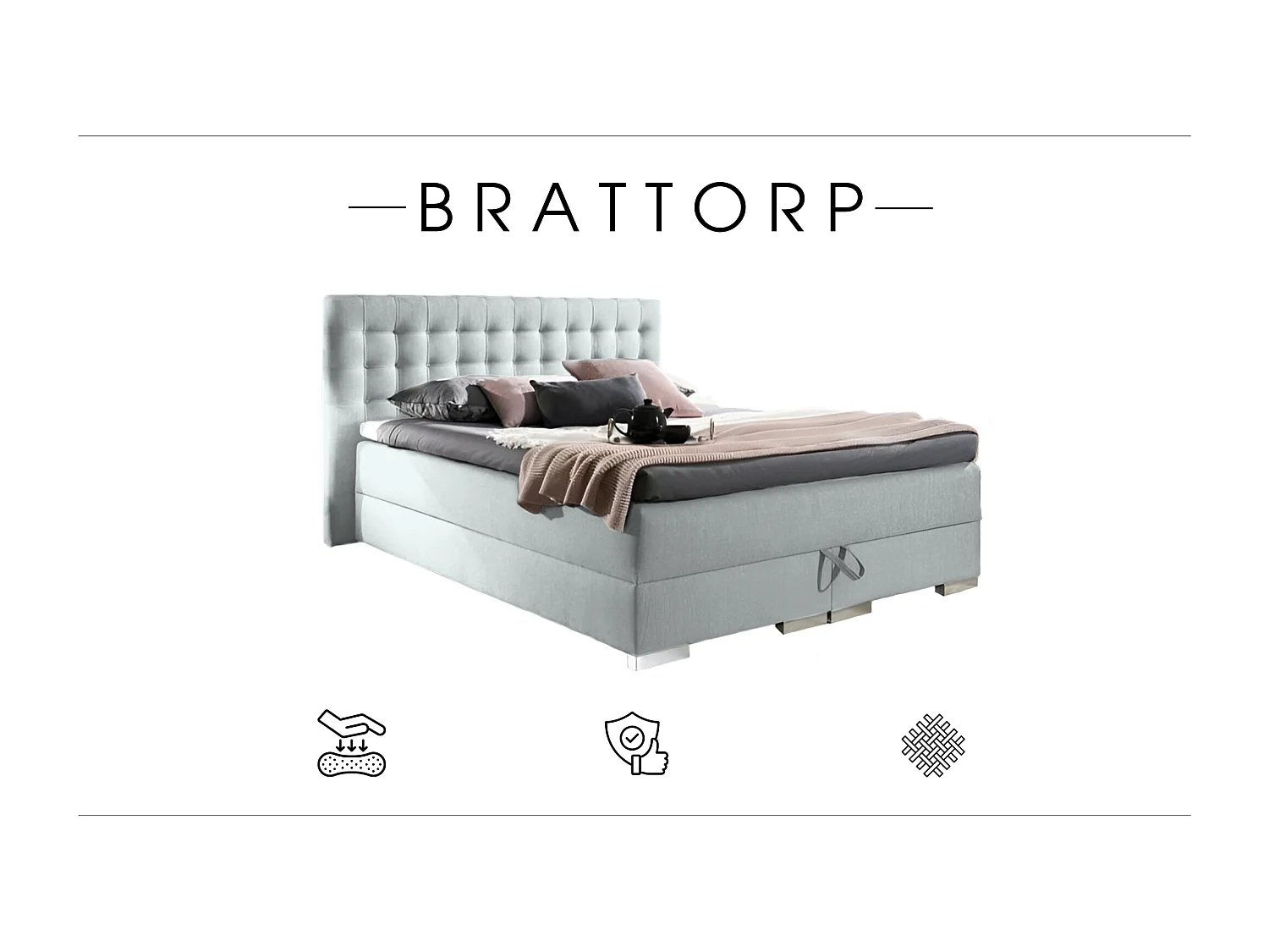 BOXSPRINGBETT mit Bettkasten Brattorp 2 140x200 cm, Boss 02 - Creme