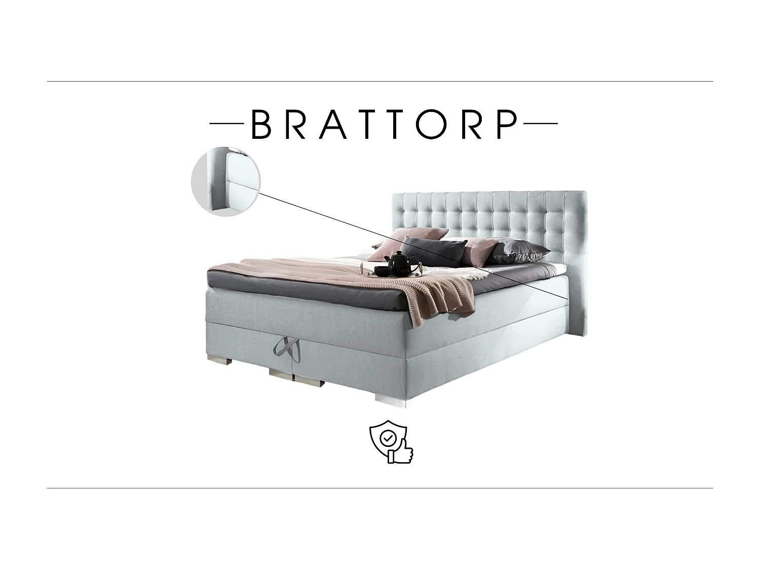 BOXSPRINGBETT mit Bettkasten Brattorp 2 140x200 cm, Boss 02 - Creme