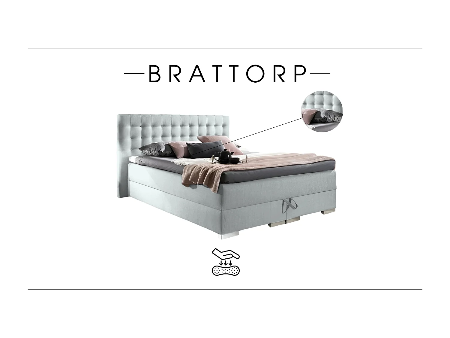BOXSPRINGBETT mit Bettkasten Brattorp 2 160x200 cm, Boss 02 - Creme